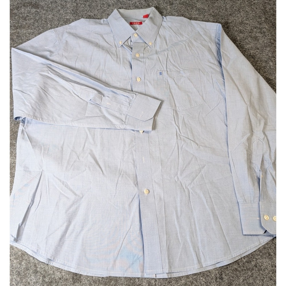 IZOD  Regular Fit Long Sleeve Button Down Dress Shirt Mens XL Blue